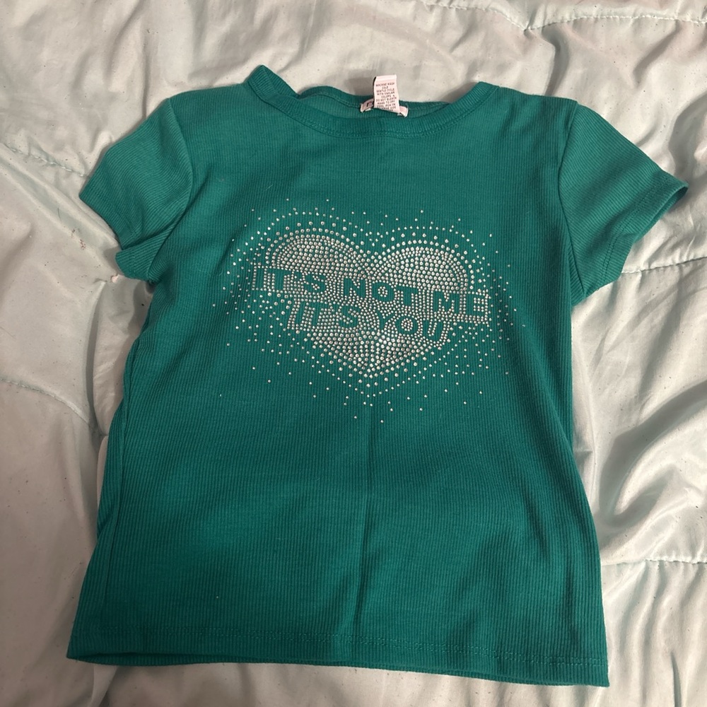 Green T-Shirt with Heart Design